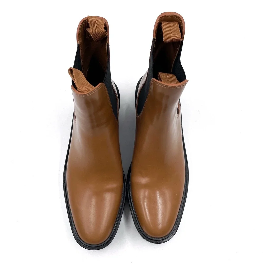 Loeffler Randall Reggie Chelsea **READ Platform Boot Brown Leather‎ Ankle Sz 7.5